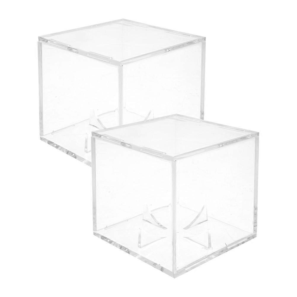 Transparent Baseball Display Box Acrylic Case for Storage 2Pcs Decorative