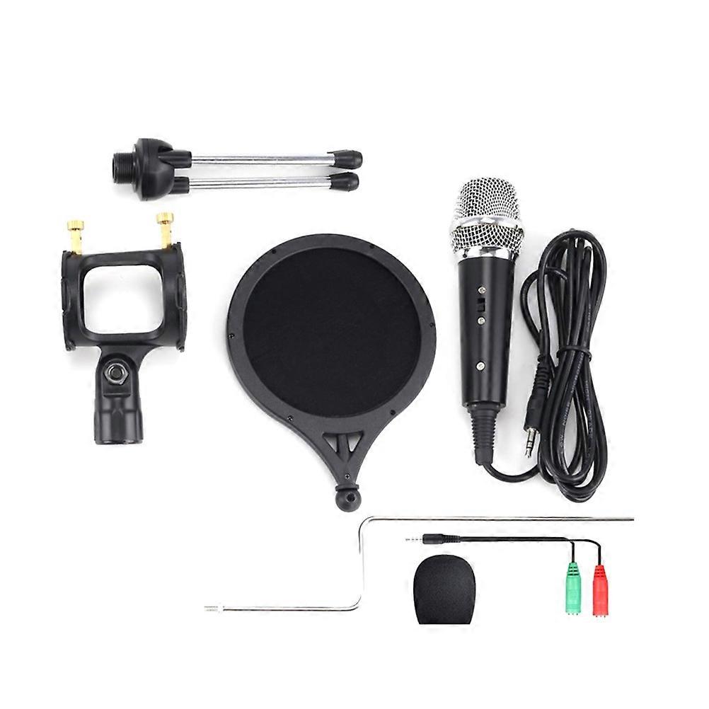Recording Microphone For Singing 1 Set Heart-Shaped Pointing Mic Stand For Karaoke And Live Broadcasting Black