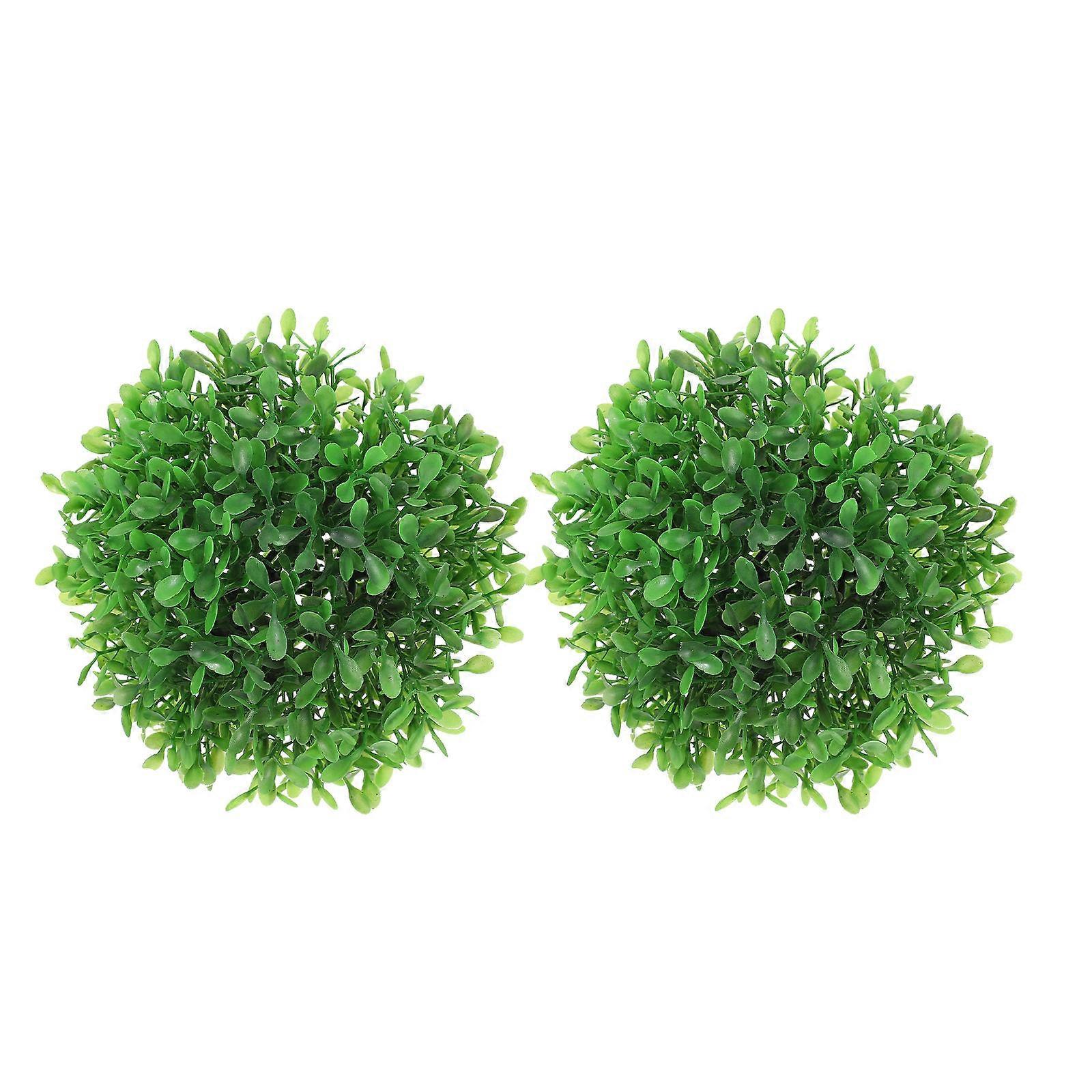 Green Artificial Plant Topiary Balls Plastic for Decoration 2Pcs