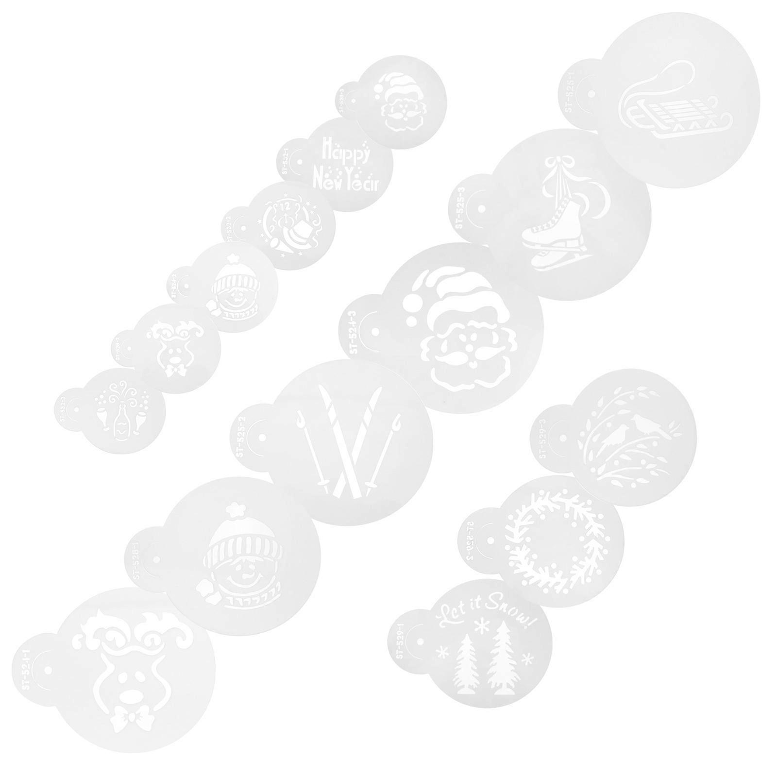 Christmas Cookie Stencils Reusable Cake Decorating Templates 30Pcs