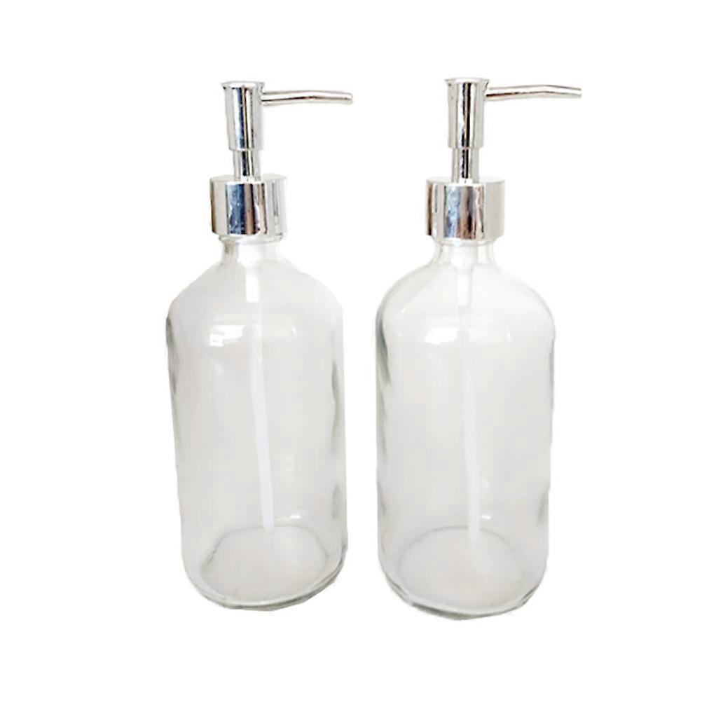 Refillable Lotion Containers 500ml Transparent Glass Shampoo Dispenser Bottle Home Use Simple Design 2Pcs