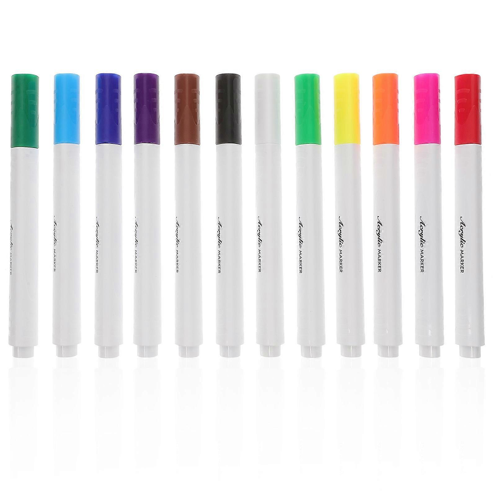 12Pcs Fine Point Paint Pens Acrylic Markers For DIY Projects And Scrapbooking Multi Colored Fine Point Design