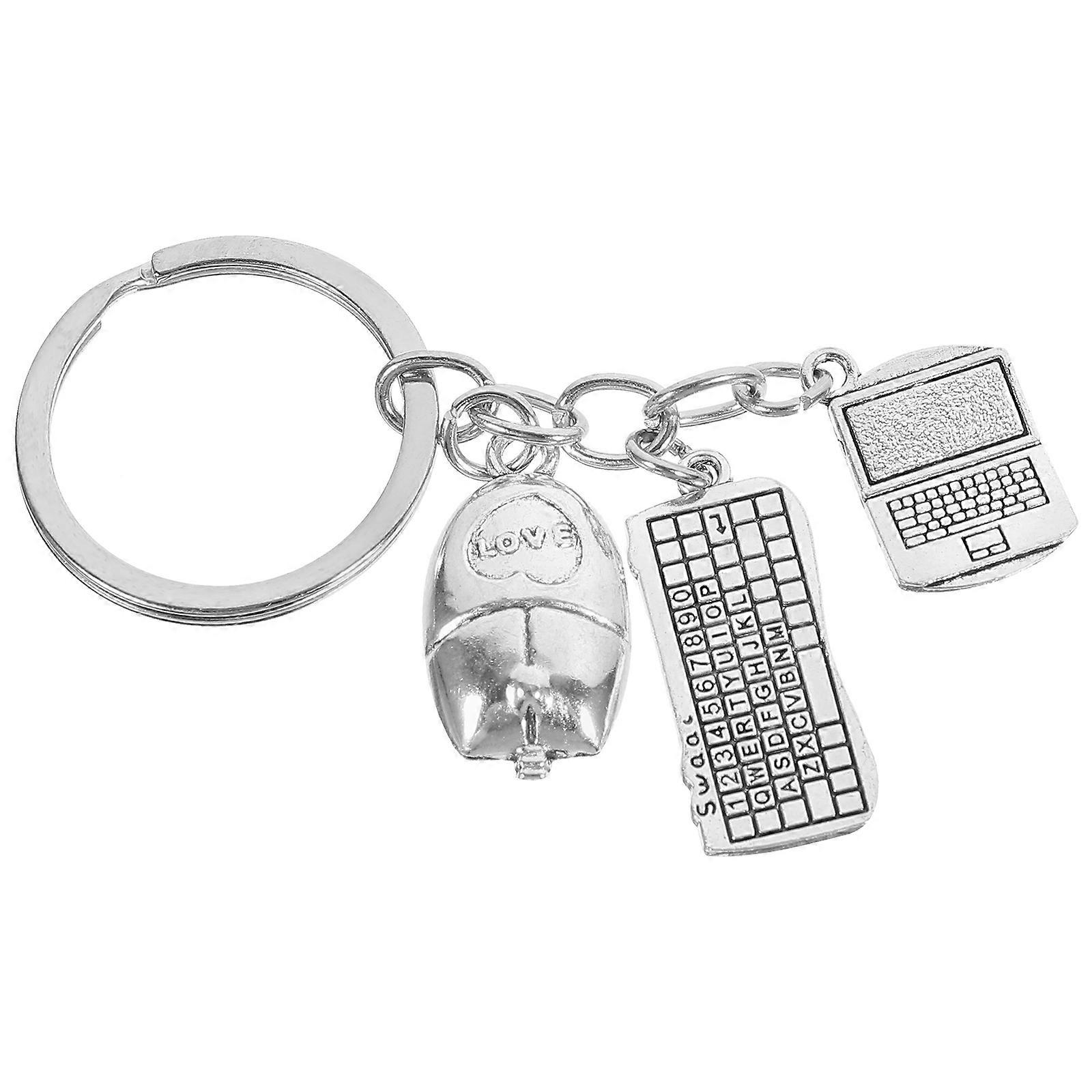 Keyboard Keychain Zinc Alloy Hanging Decoration 4Pcs for Backpack and Purse
