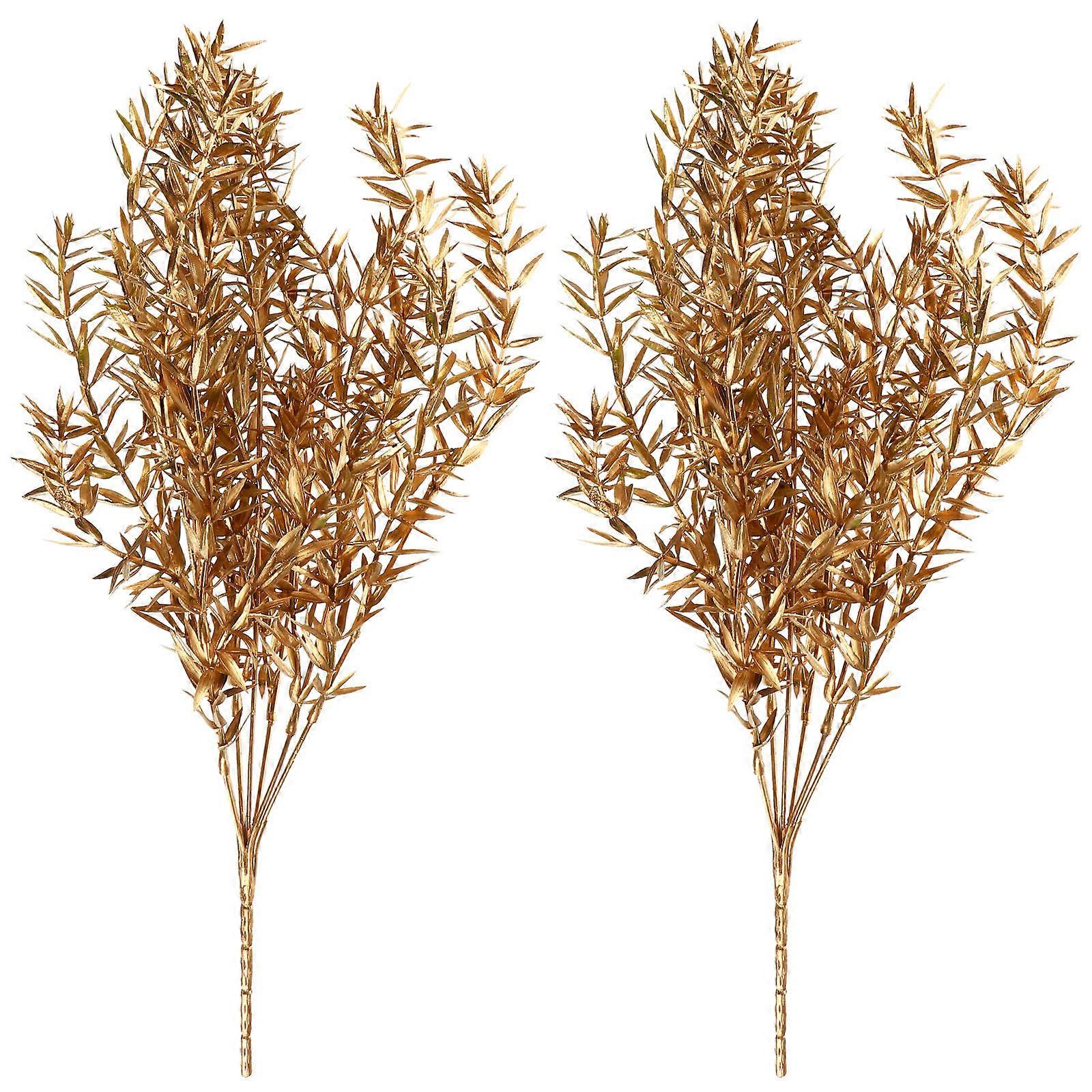 Artificial Golden Flower Christmas Branches for 2Sets Party Decor