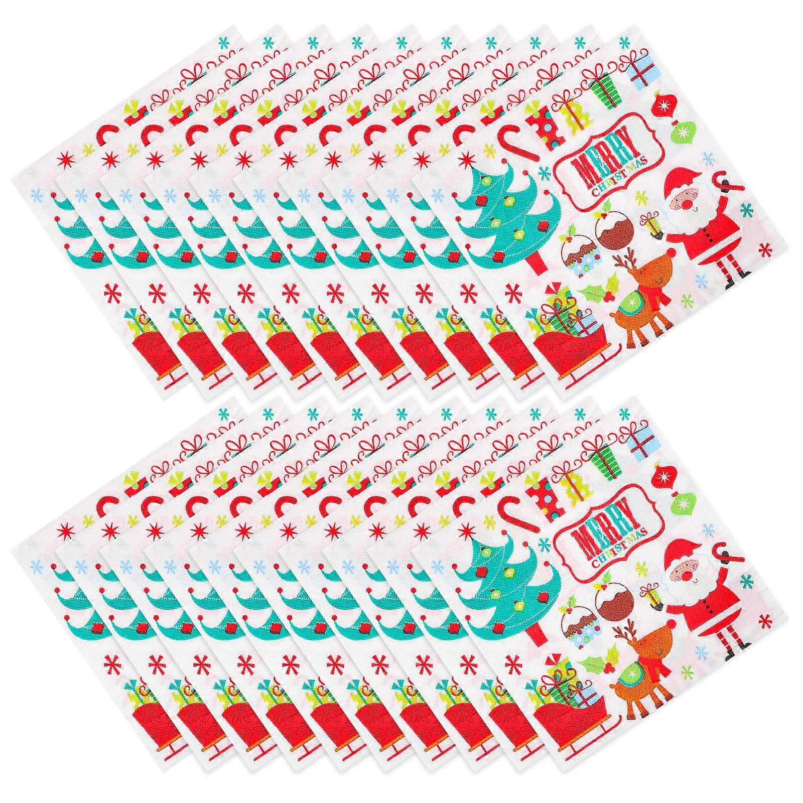 Serviettes en papier de Noël, serviettes de fête à utiliser pour Noël, 60 pièces, pâte de bois