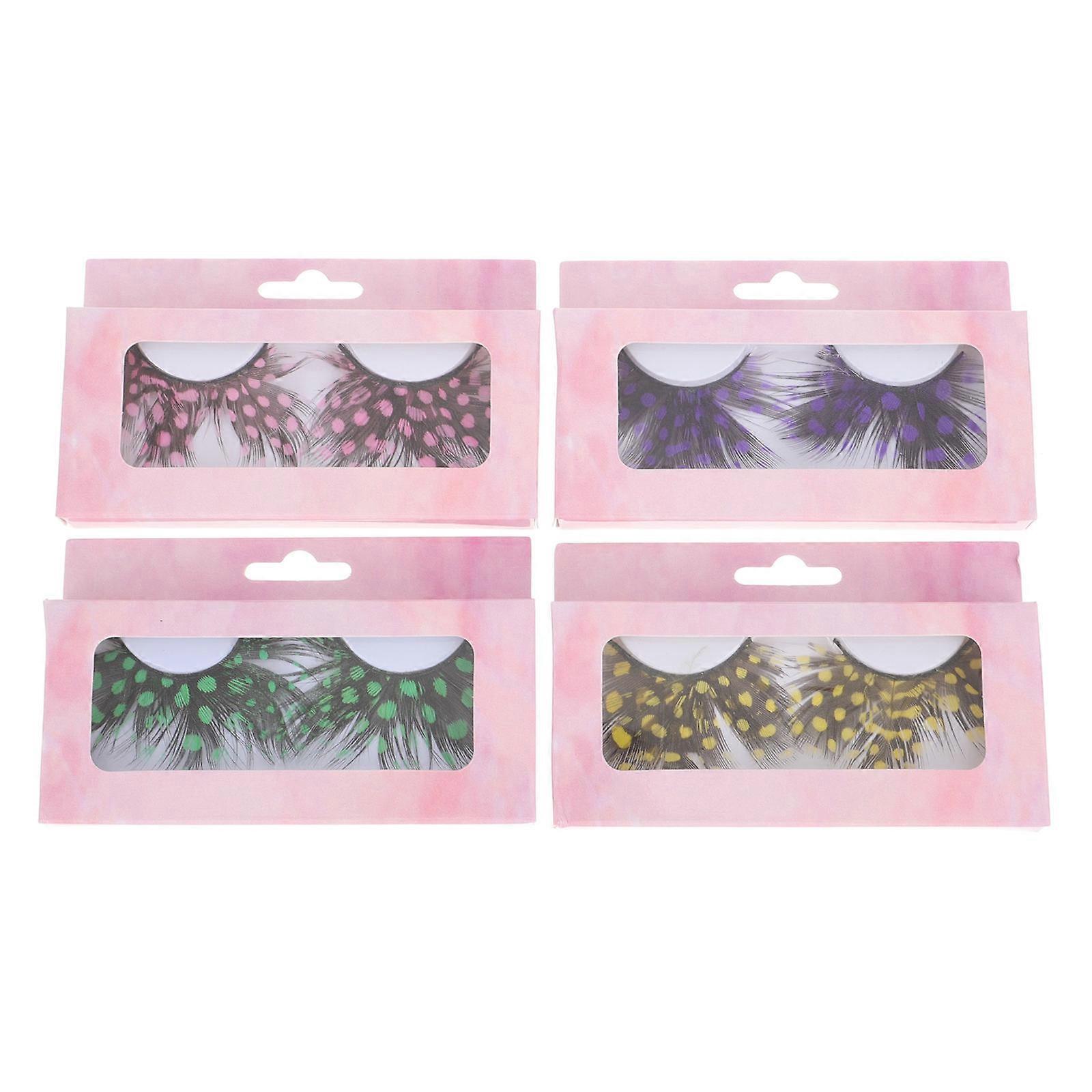 Cosplay False Eyelashes Color for Halloween 4Pairs Set