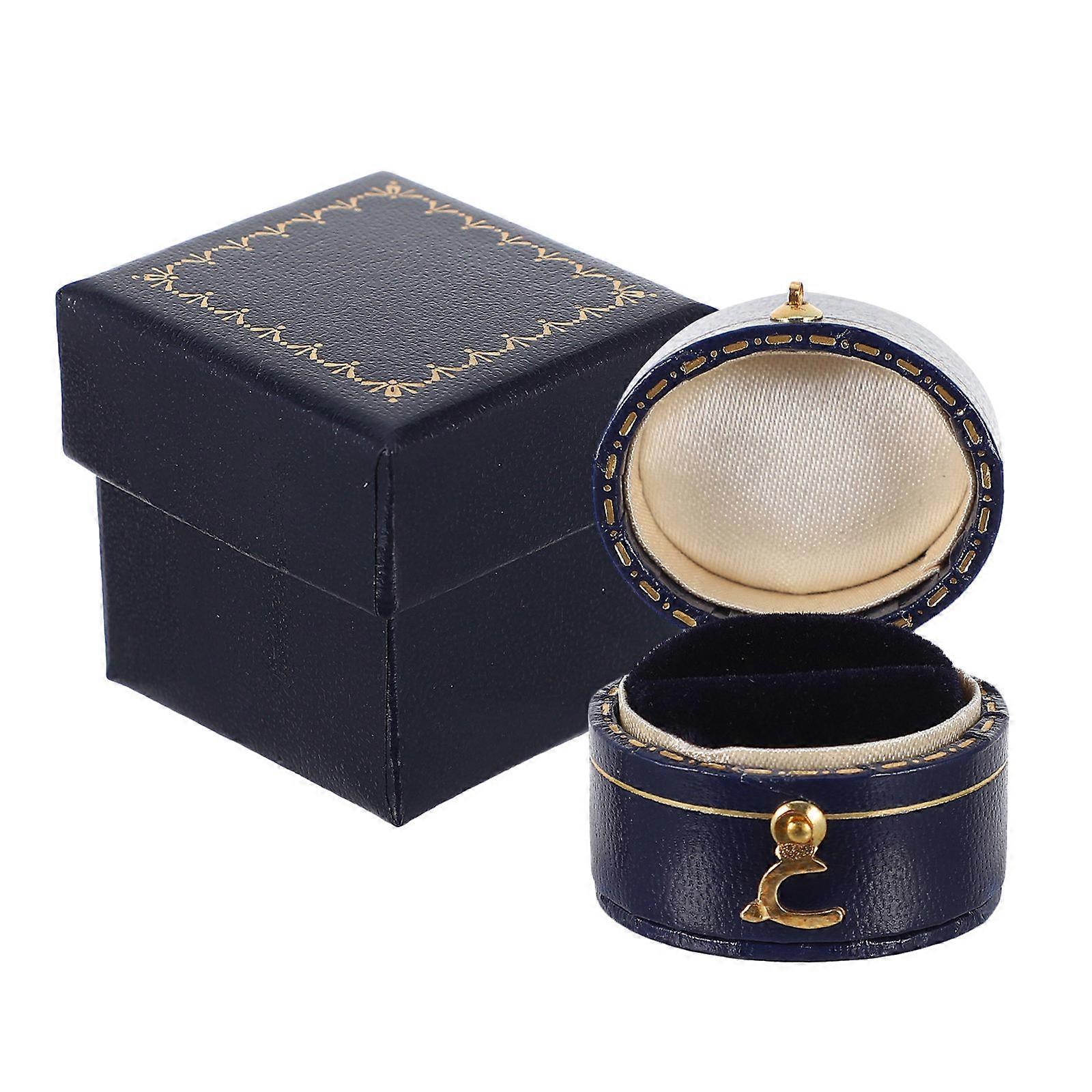 Portable Jewelry Box for Storage Use 4Pcs Blue Delicate Ring Storage Case