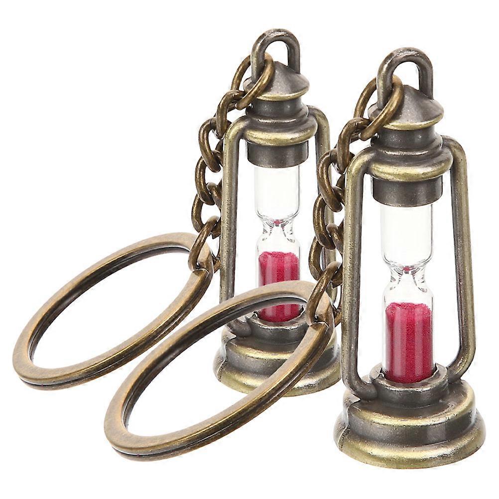 Metal Keychains Hourglass Design for Car Keys 4Pcs Red Keychains