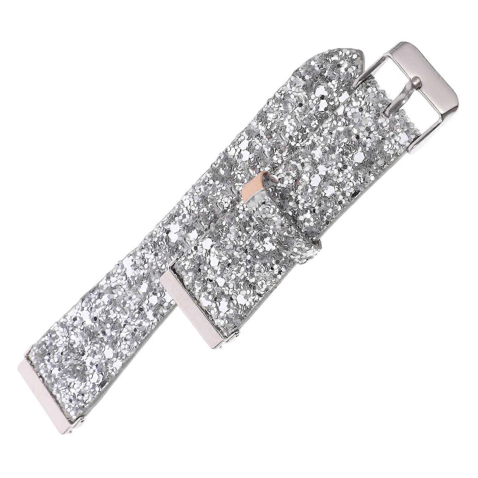 1Pcs Glitter Watch Band for Watch Replacement Silver Chic Accessory