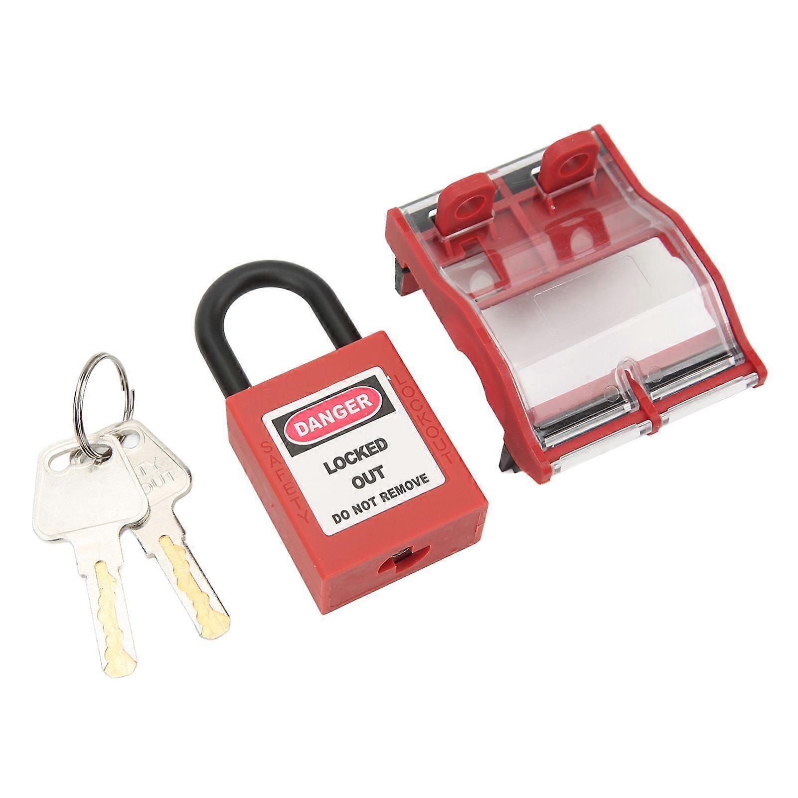 3P Circuit Breaker Protective Box and Padlock Set Transparent Distribution Protection Box Lockout Lock with Keys