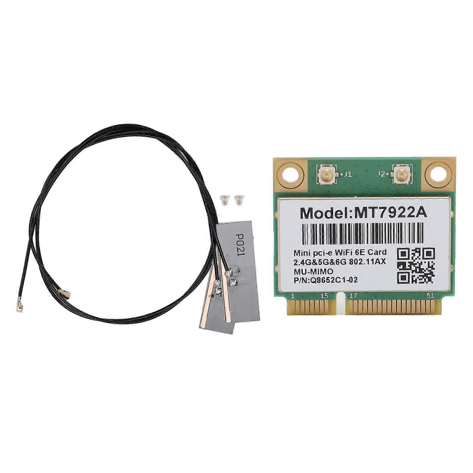 Wireless Network Card MT7922A WIFI6E 5374Mbps 2.4G 5G 6G 3 Band Gigabit Ethernet Card with MiniPCIe Interface With Antenna