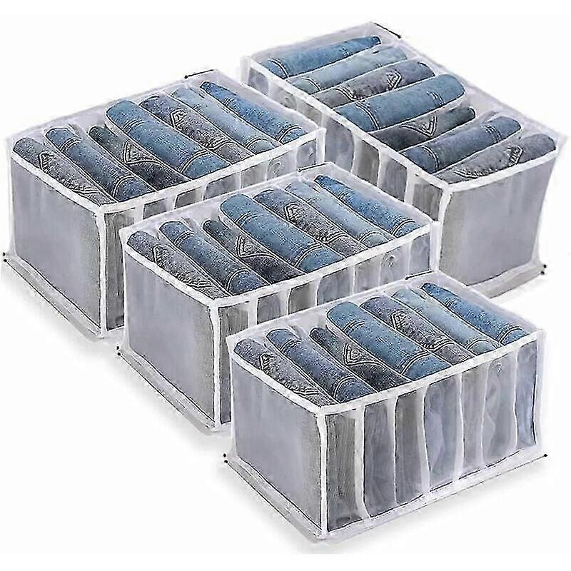 Jeans storage boxes, 4 wardrobe storage boxes, jeans storage boxes, mesh divider boxes clothes drawer 25-26