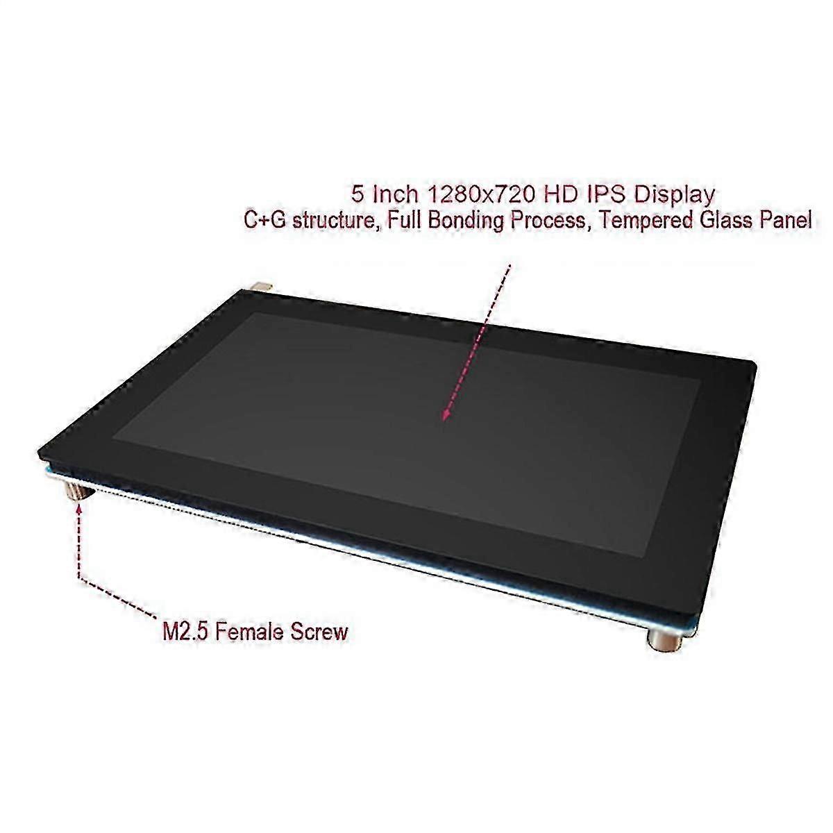 5 Inch 1280x720 Ips -compatible Hd Monitor Display Capacitive Touch Screen For 3b/3b+/4b