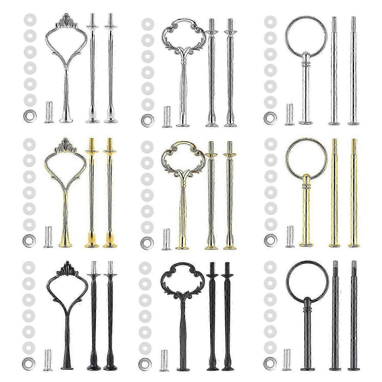 9 Set Cake Stand Hardware Kit Tiered Tray Hardware Fittings for Cake Stand,3 Tier Cake Stand Fittin