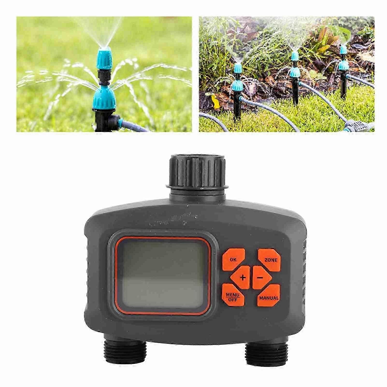 25-26 Watering Timer Large Screen Dual Outlet Dual Control Smart Garden Sprinkler Timer for Outdoor