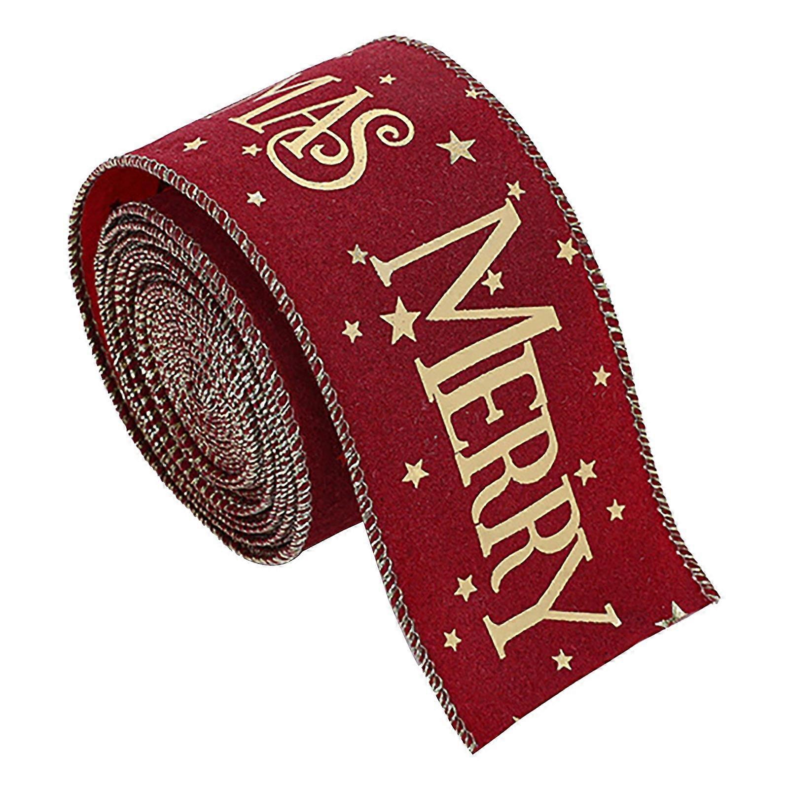 BCMMKLPP Christmas Wired Edge Ribbons 2M Red Gold Snowflake Wrapping Ribbon Winter Xmas Fabric Ribbon for Wreath Bow Making DIY Crafts Supplies