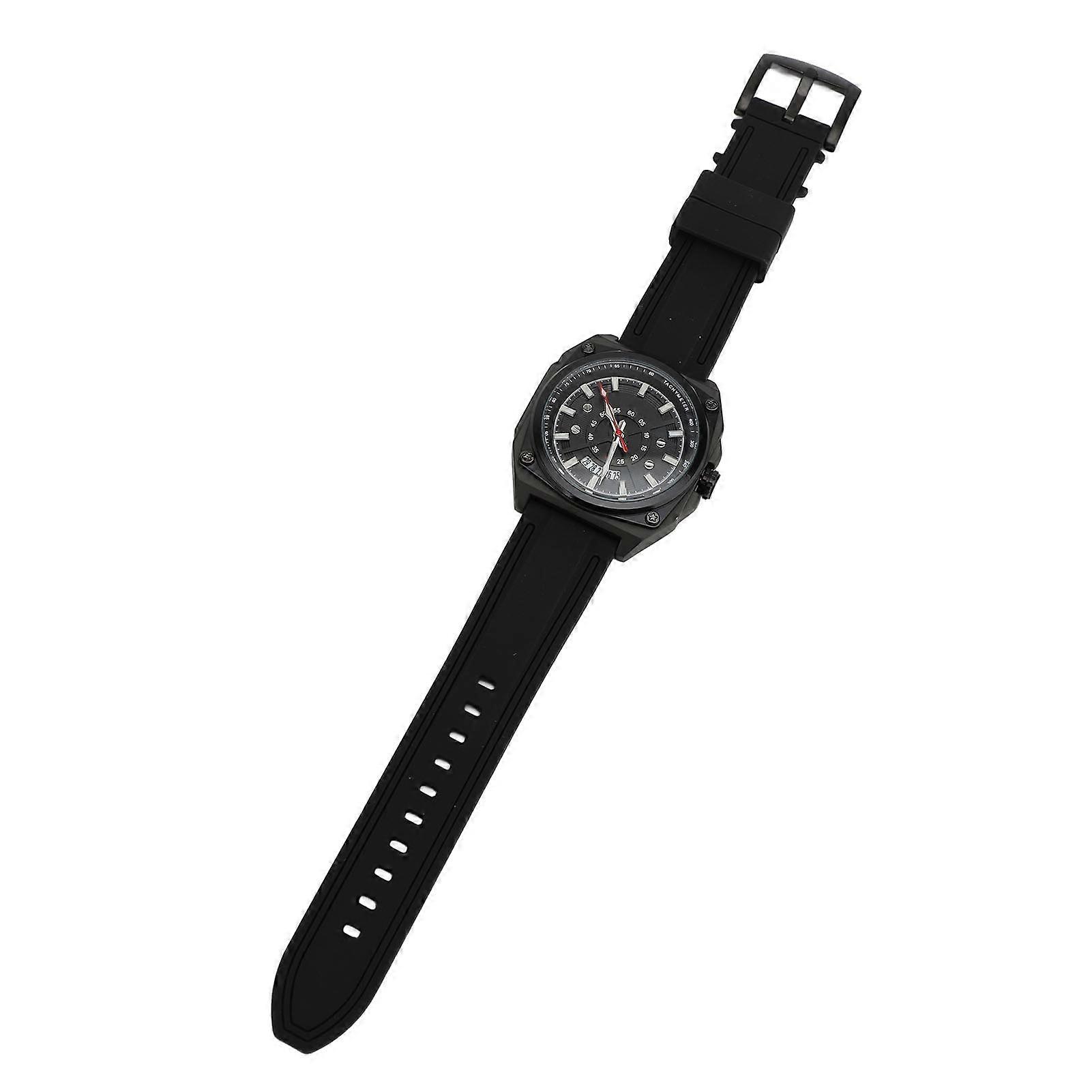 Men Multifunctional Quartz Watch Water Resistant Silicone Strap Stylish Wristwatch Casual Business Chronograph Watch with Date Luminous Function For 