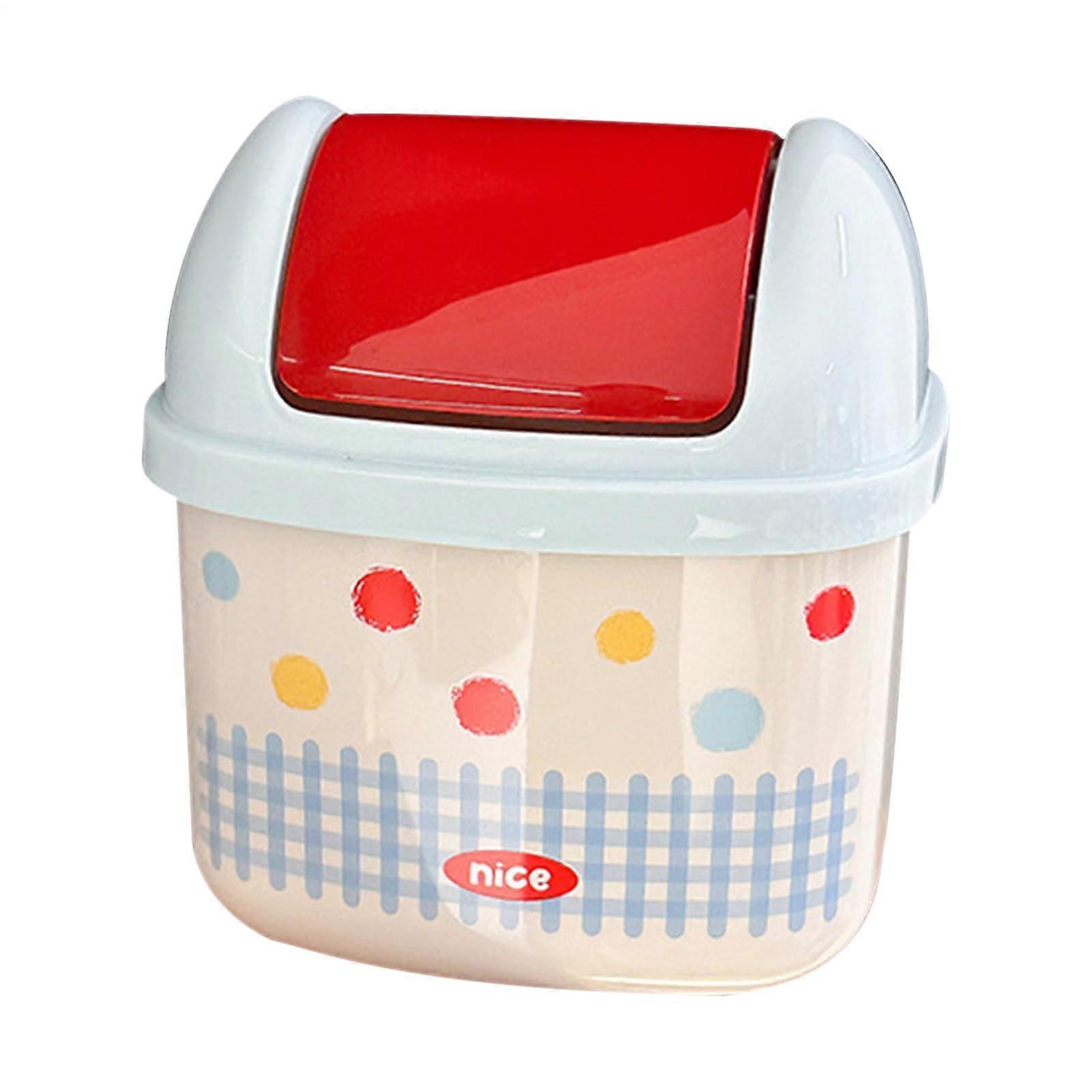 Tiny Trash Can Desk Waste Bin With Lid, Small Office Dorm Kitchen Bedroom Trash Container, Indoor Outdoor Countertop Car