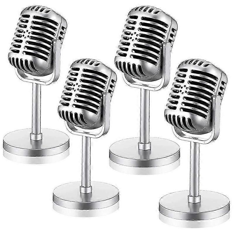 4Pcs Retro Microphone Props Model Vintage Microphone Antique Microphone Toy Microphone Stage Table Decor