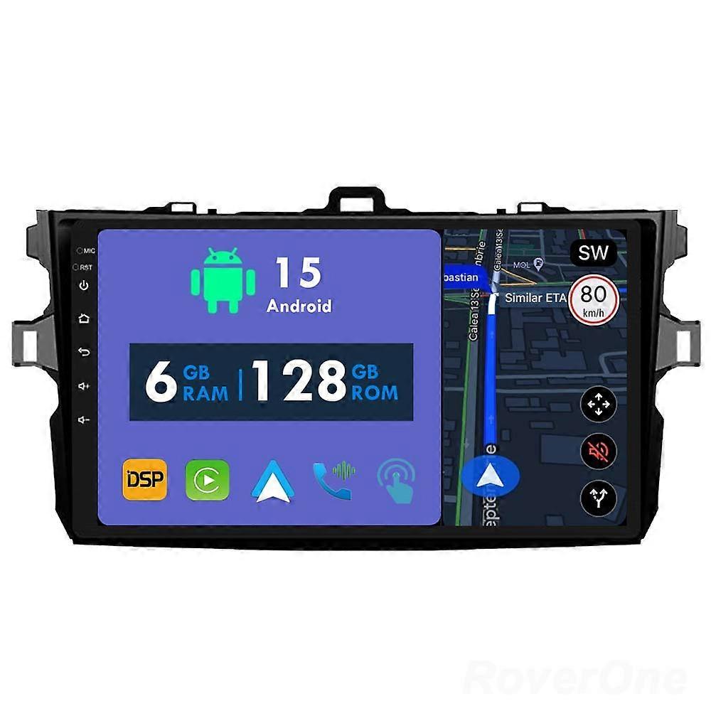 Car Radio 6G+128G CarPlay GPS Navigation Head Unit for Toyota Corolla 10 E140 E150 2006 - 2013 Android Auto Bluetooth Stereo Touch Screen