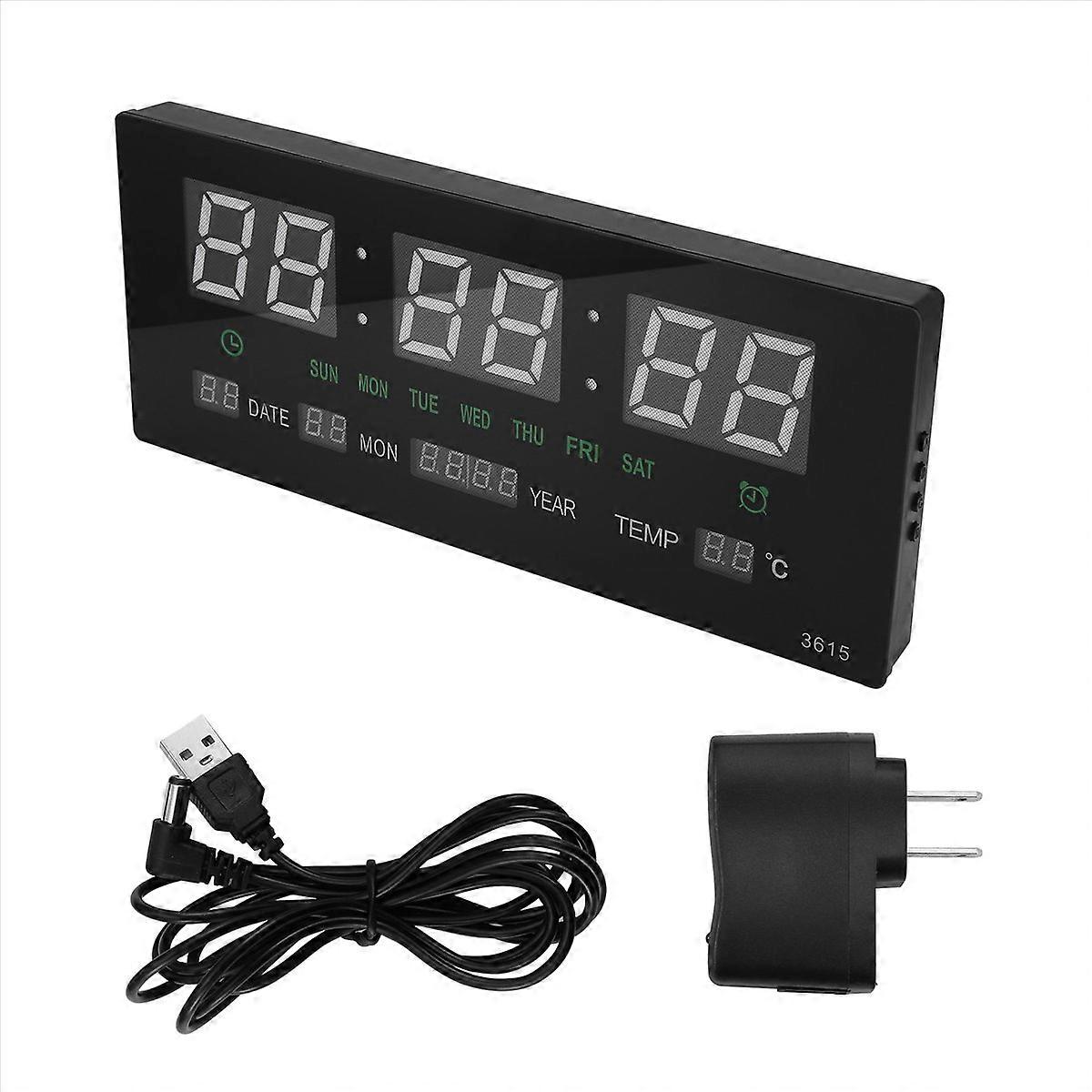 LED Perpetual Calendar Electronic Clock Digital Wall Clock Alarm Hourly Chiming Temperature Table Clocks home green