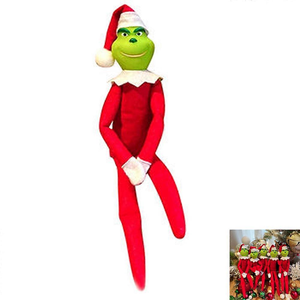 Christmas Grinch Plush Toy Xmas Ornament Elf Doll on the Shelf