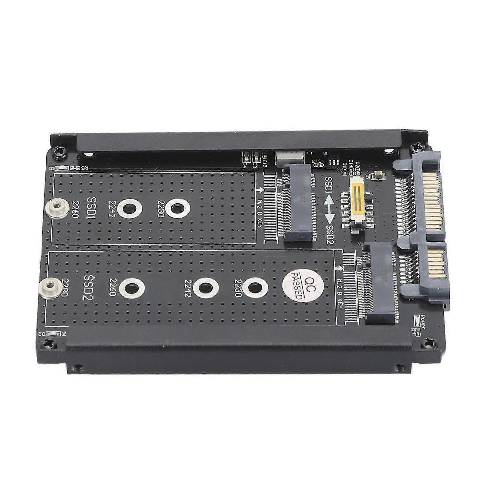 Dual M.2 B&M Key to SATA III 6Gbps Adapter Enclosure for 2230/2242/2260 & 2.5" HDD/SSD