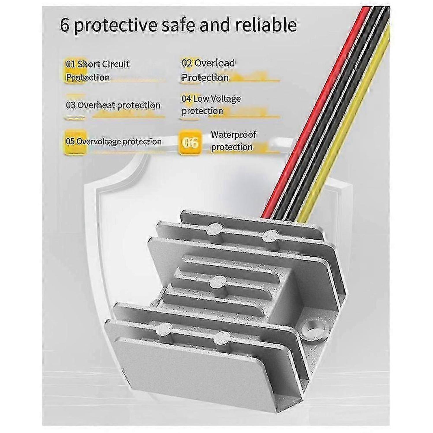 For DeWalt DCB Series 18V/20V Lithium Battery Adapter + DC-DC Step-Down Device(12v,10A,120W)with Fus