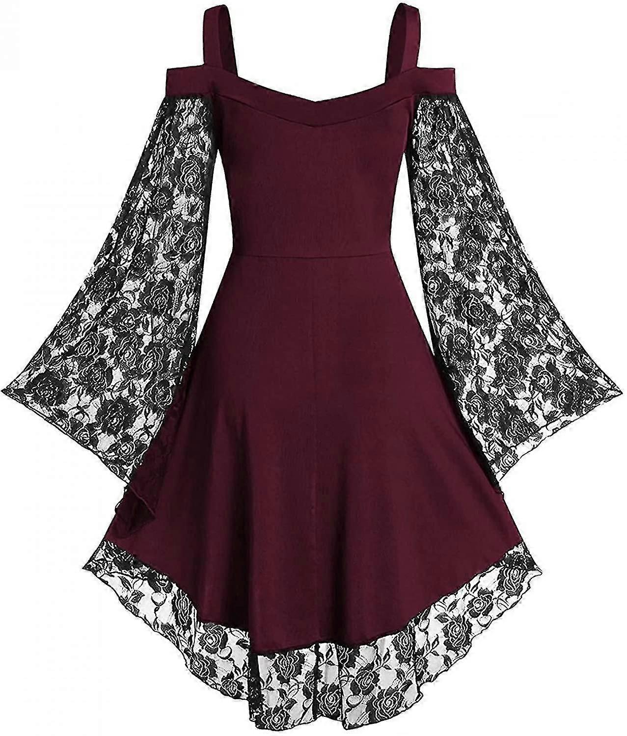 Vintage Δαντέλα Γυναικεία Φόρεμα Plus Size Goth Επίδεσμος Κυρίες Κρύος ώμος Σέξι Φορέματα CY