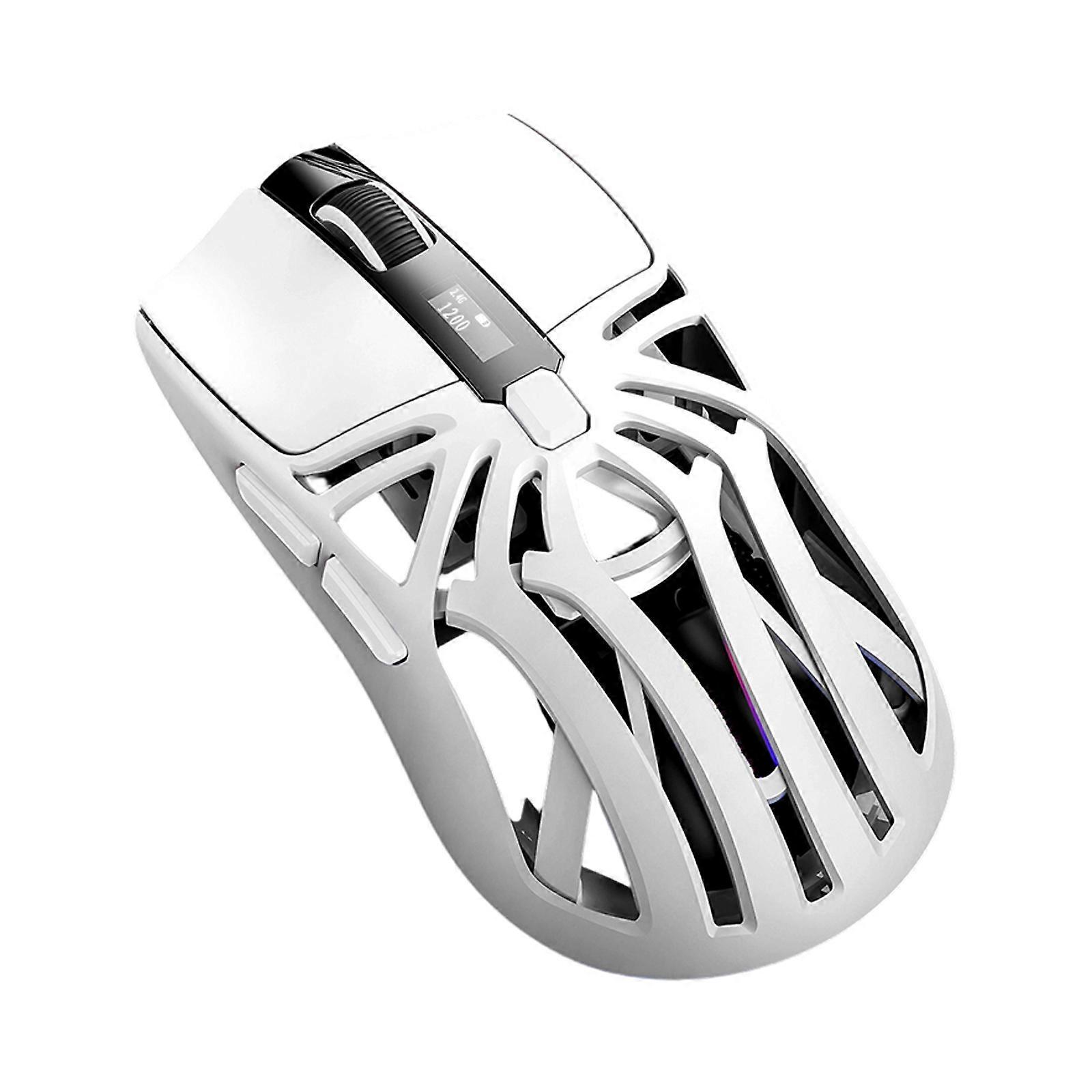 Wireless Gaming Mouse 3 Mode 10000DPI Sensoring Programmable Button Comfortable Grip Color Light Fast Charging  White