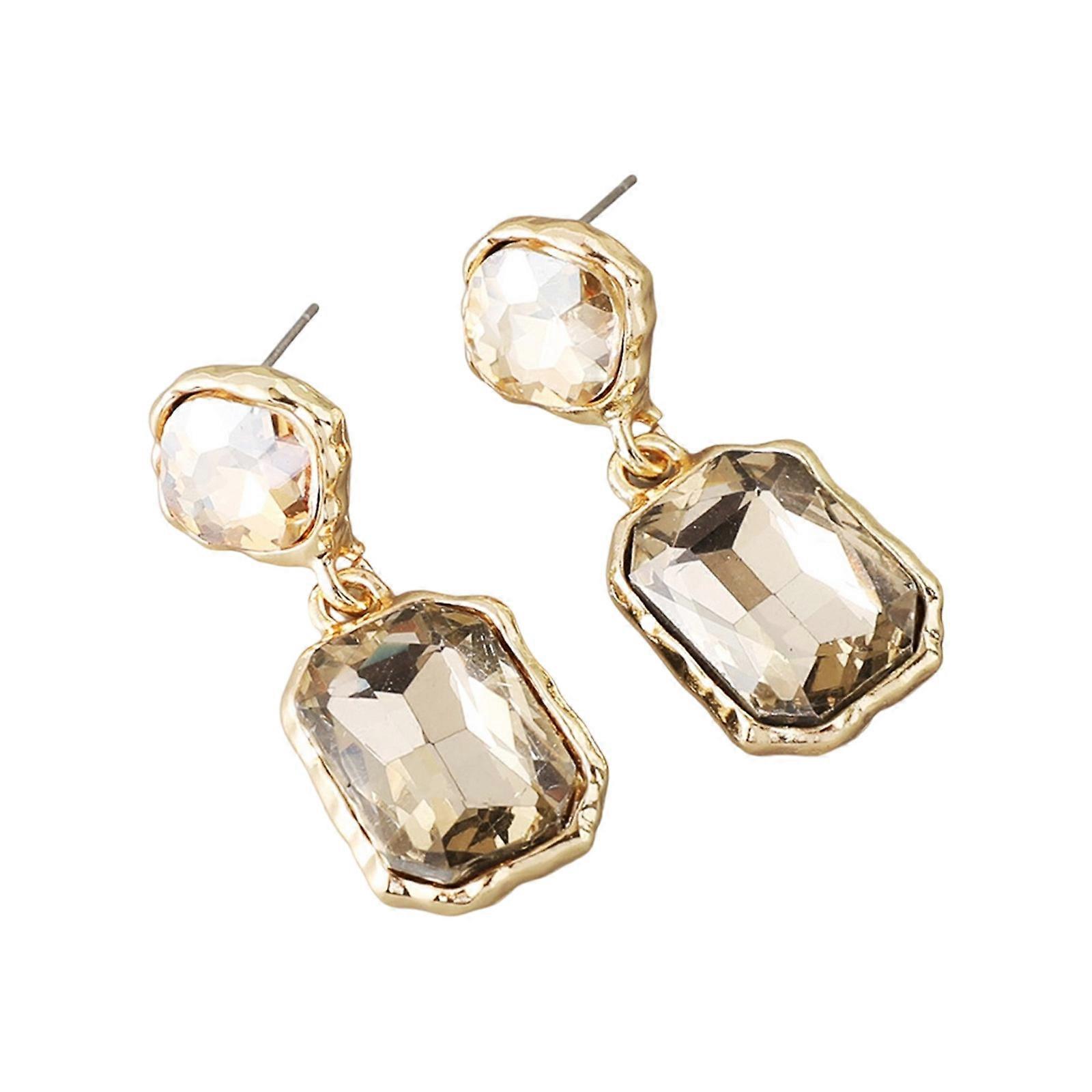 Elegant Cubic Diamonds Earrings Sturdy Metal Secure Backing Suitable for Workouts and Evening Event  Light coffee