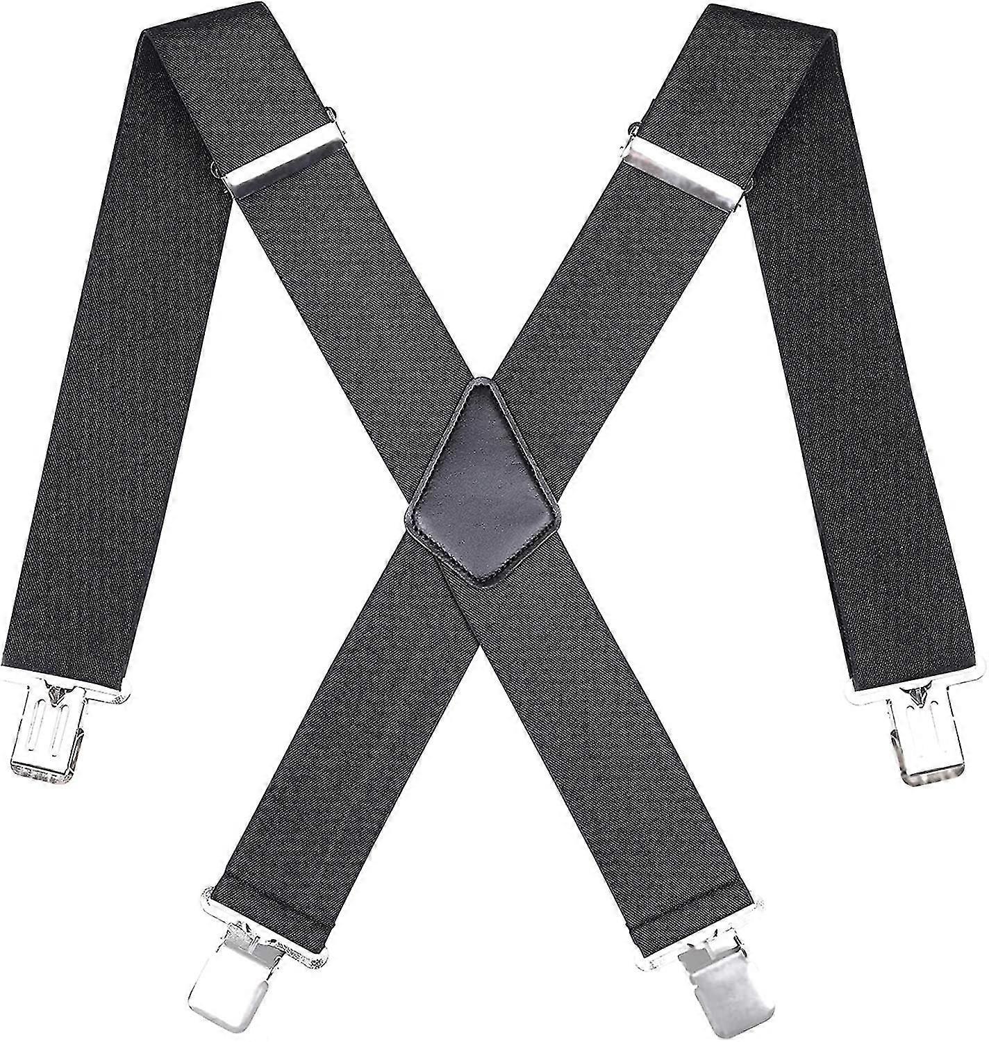 50mm Wide Men Trouser Braces - X Shape Adjustable Elasticated Heavy Duty