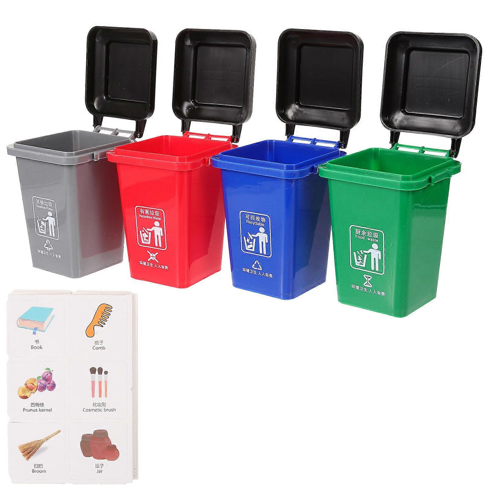 1 Set of Simulated Small Garbage Can Garbage Sorting Teaching Prop Miniature Waste Bin Model