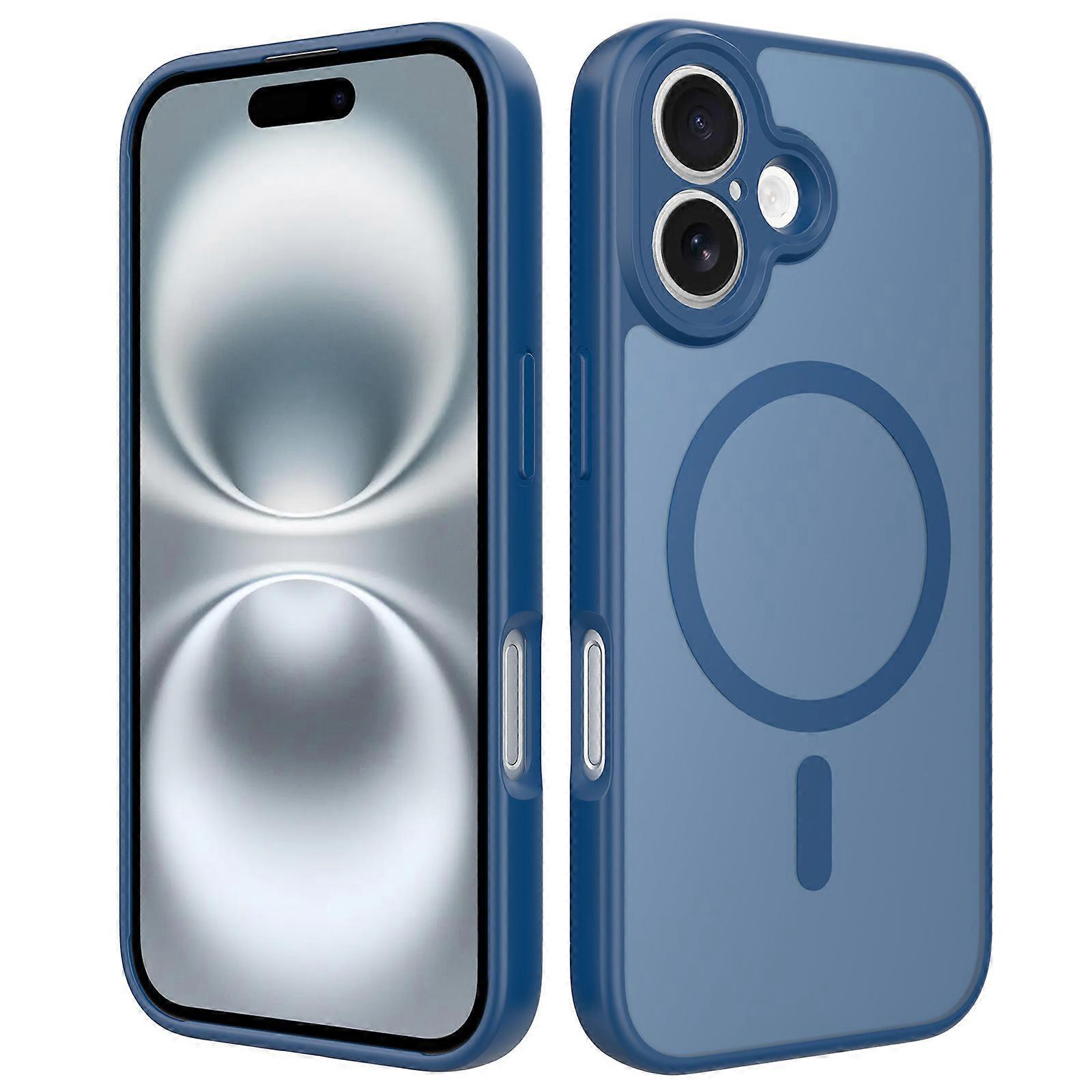 MagSafe iPhone 16 Case with Drop Protection Slim Shockproof Corners Blue TPU Edge