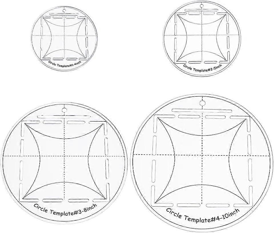 4Pcs Circle Quilting Template 4/5/8/10 Inch Round Acrylic Circle Ruler Clear Round Sewing Rulers Set Essential Quilt Supplies for Cutting Patterns and