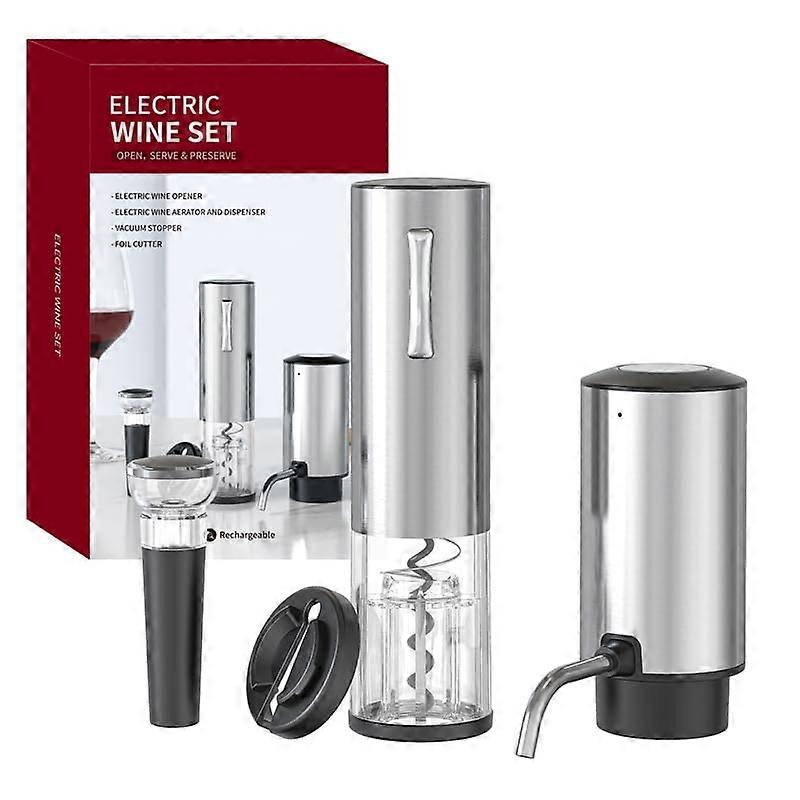 Wine Aerator 4in1 Set with Electric Opener, Fast Aerating, Vacuum Preserver, Safety Cutter, TypeC Charging for Home Wine