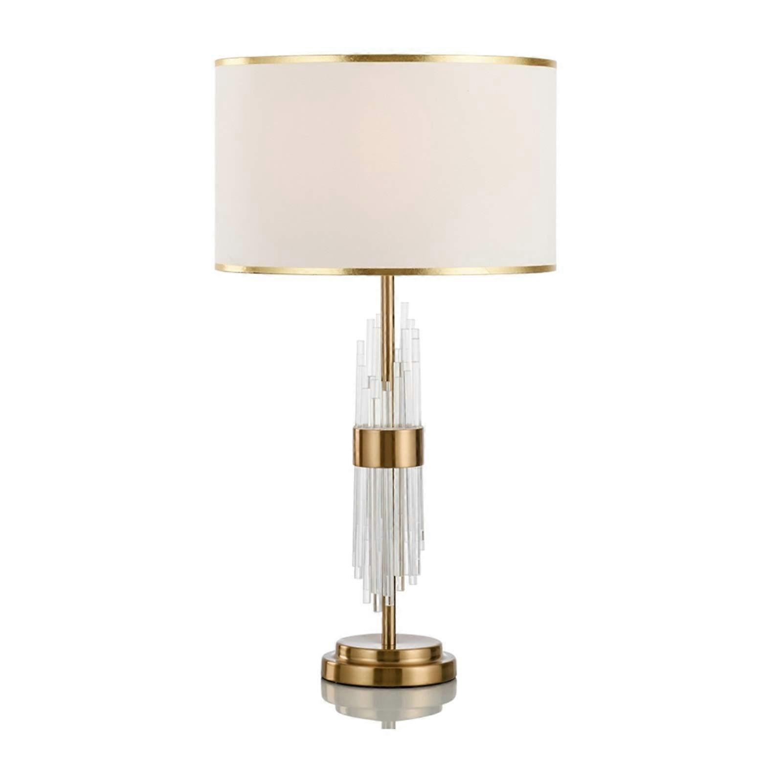 Nightstand Lamp E27 Modern Luxury Table Lamp with Crystal Rod and Fabric Lampshade for Bedroom Bedside Table