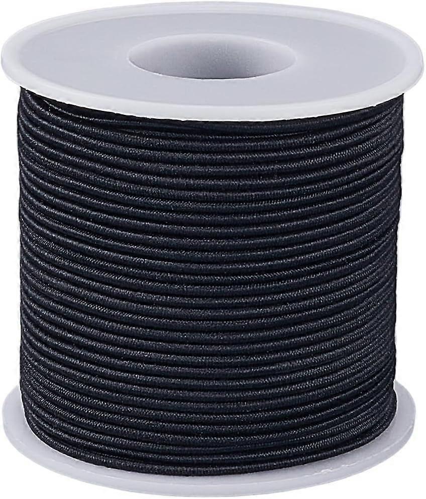 54.7 Yards/50M 2mm Stretch String Black Elastic Cording Fibre Heavy Duty Round Stretchy Bungee Shock Beading Rope Cord with Spool for Jewelry Making B