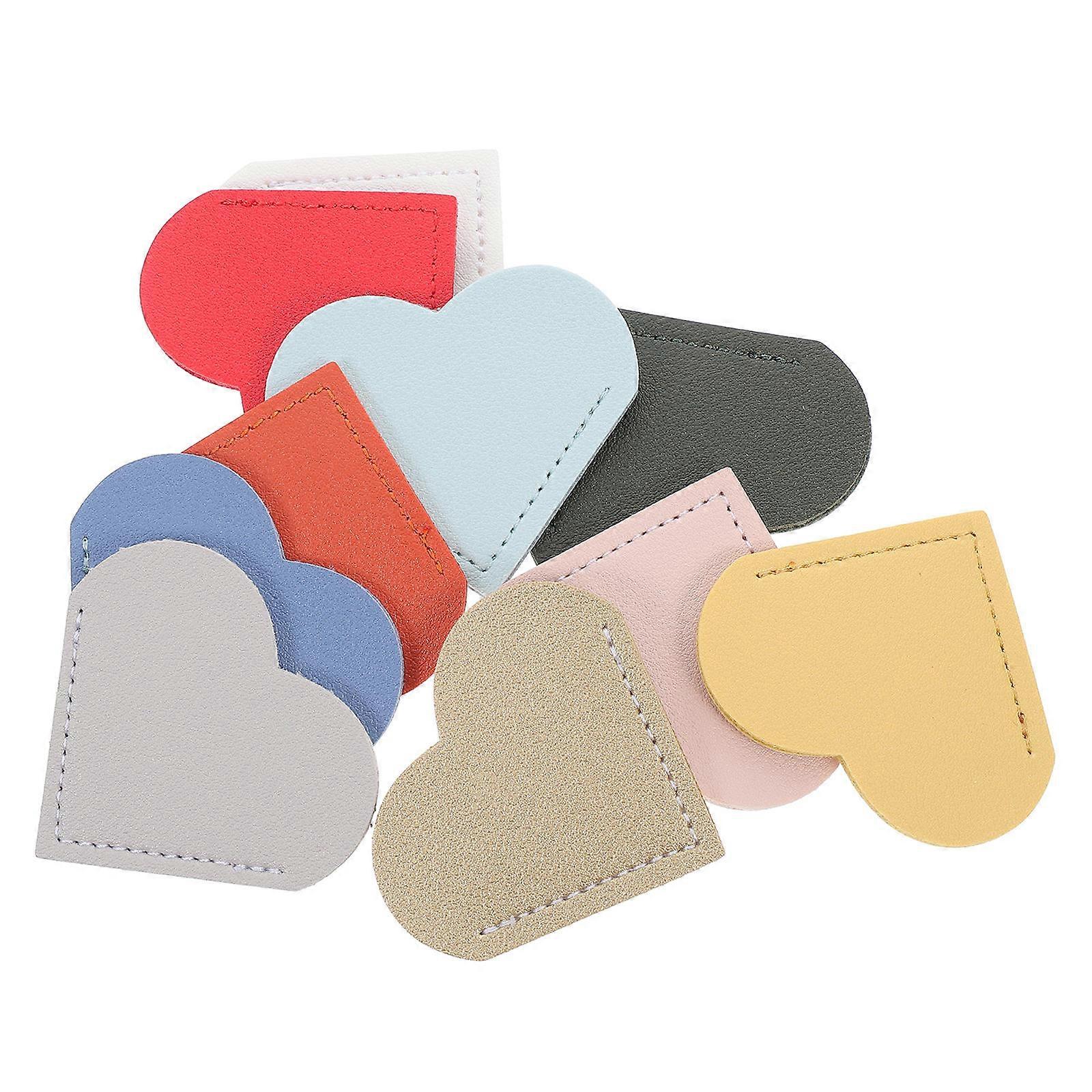 PU Heart Shaped Bookmarks for Office Use As Page Markers 10Pcs Set