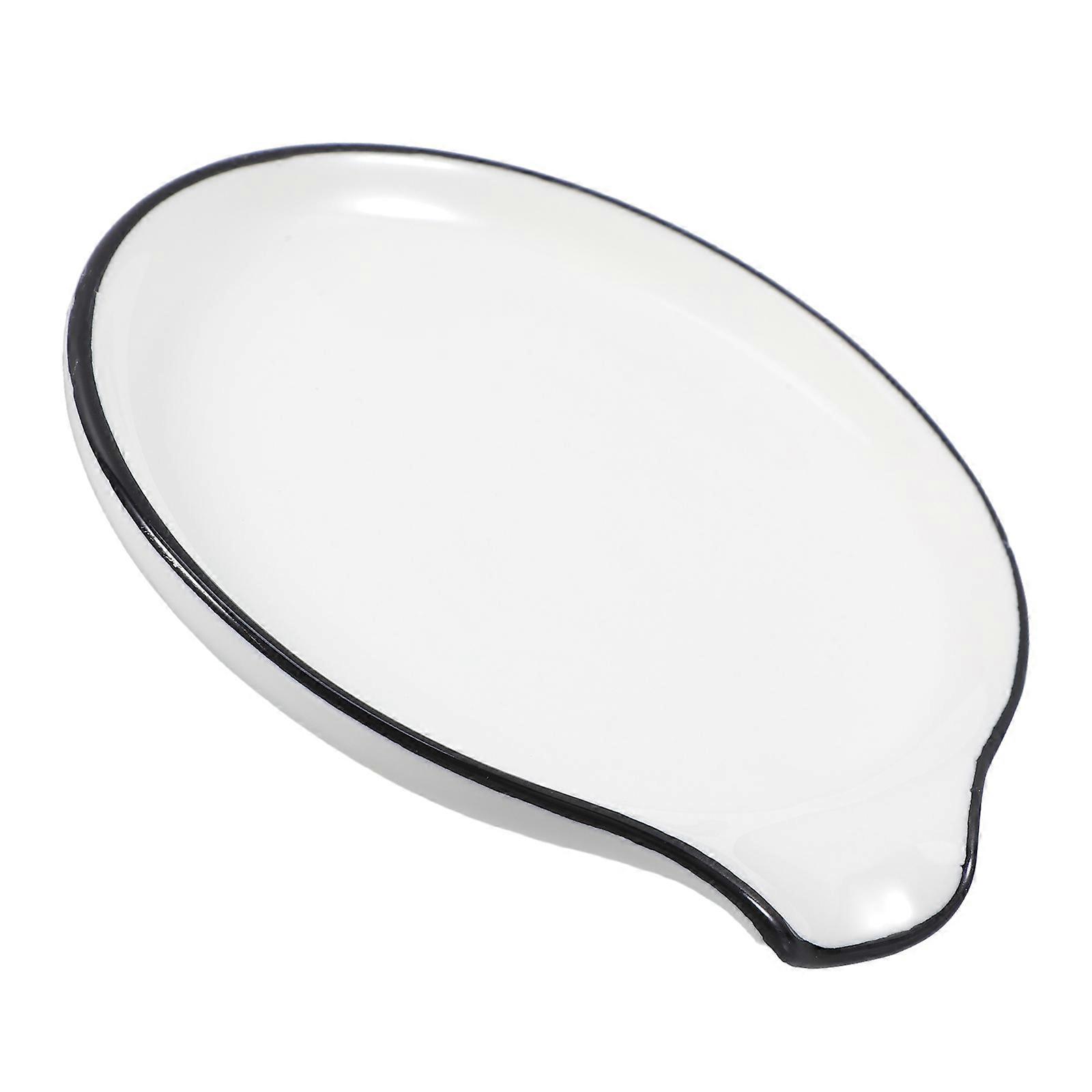 White Ceramic Spoon Rest for Kitchen Counter with Utensil Holder