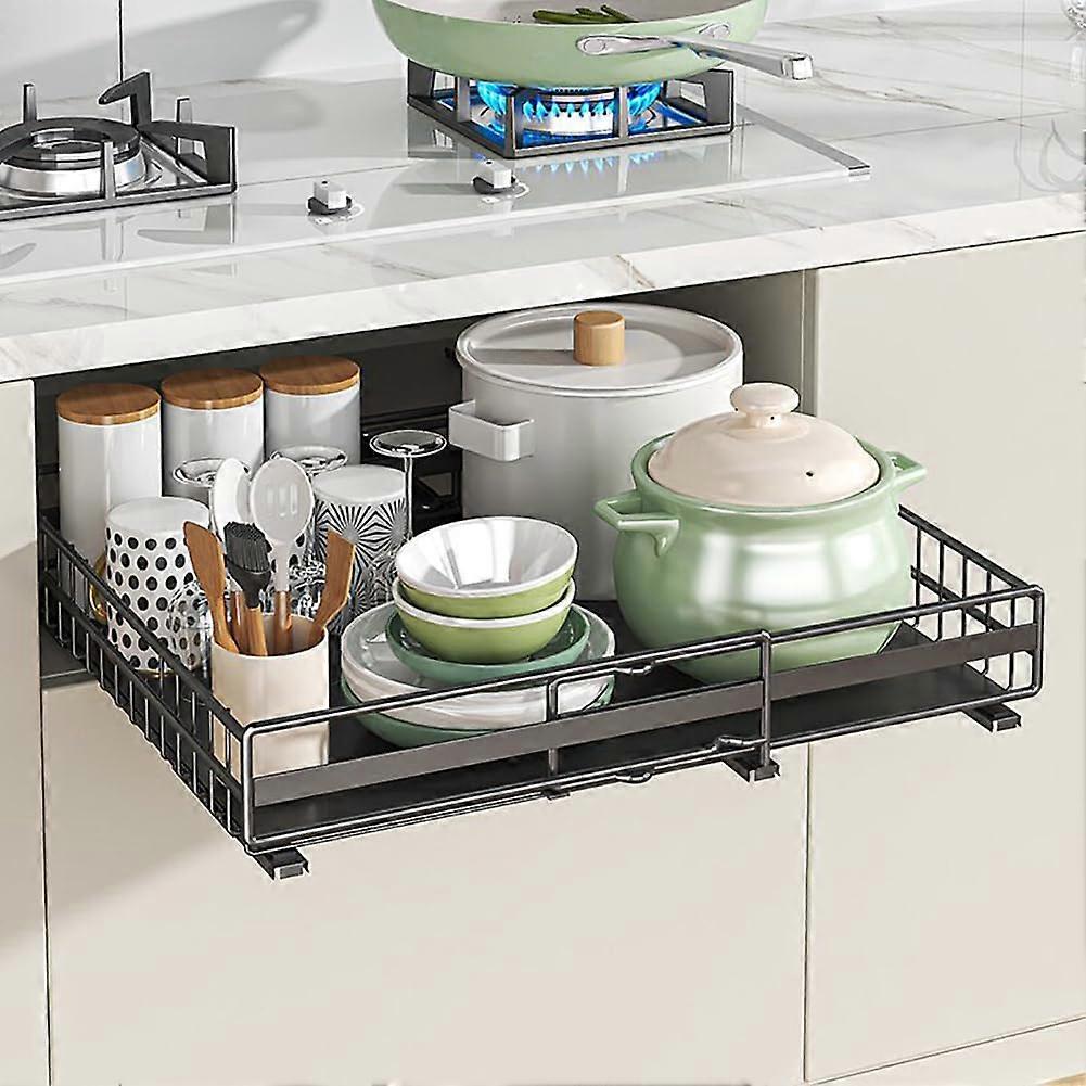 Pull Out Cabinet Organizer with Extendable Slide Out Drawer for Kitchen Bathroom, 3149cm Black
