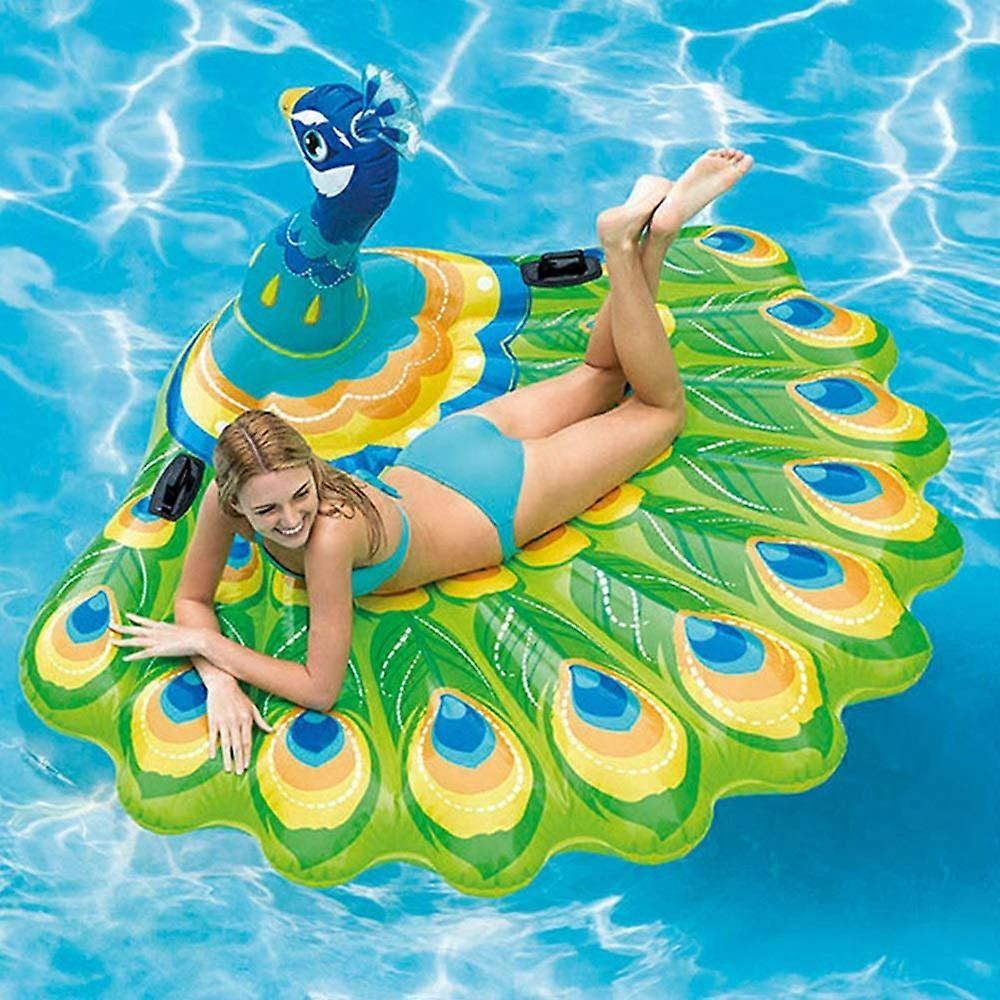 Pool Float Inflatable Peacock Lounger for Adults with Durable Comfort Support for Pool Lake Beach