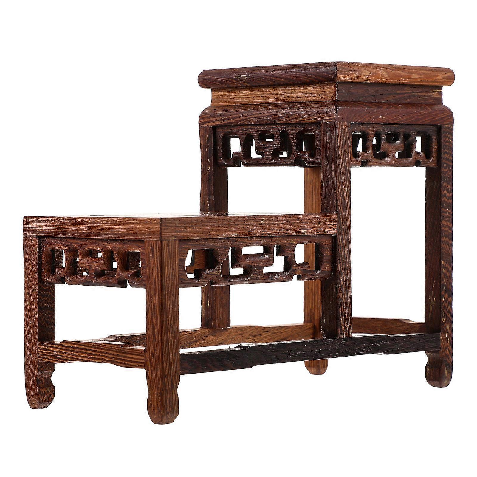 Base in legno Retro piccolo vaso espositore Vaso Stand Figurina Display Base Riser