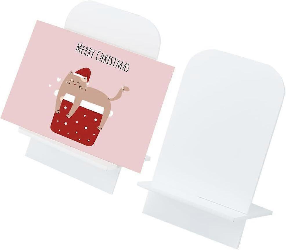 2 Set White Acrylic Sign with Stand Slanted Back Acrylic Sign Holder Plastic Display Stand DIY Blank Table Numbers for Name Card Gifts Event Party Wed