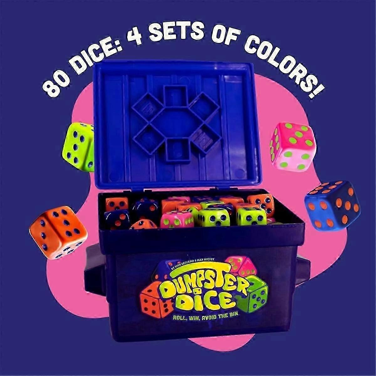 Dumpster Dice Game Family Board Game for 4 Players Fun with 80 Dice Perfect for Parties Travel Games for Kids