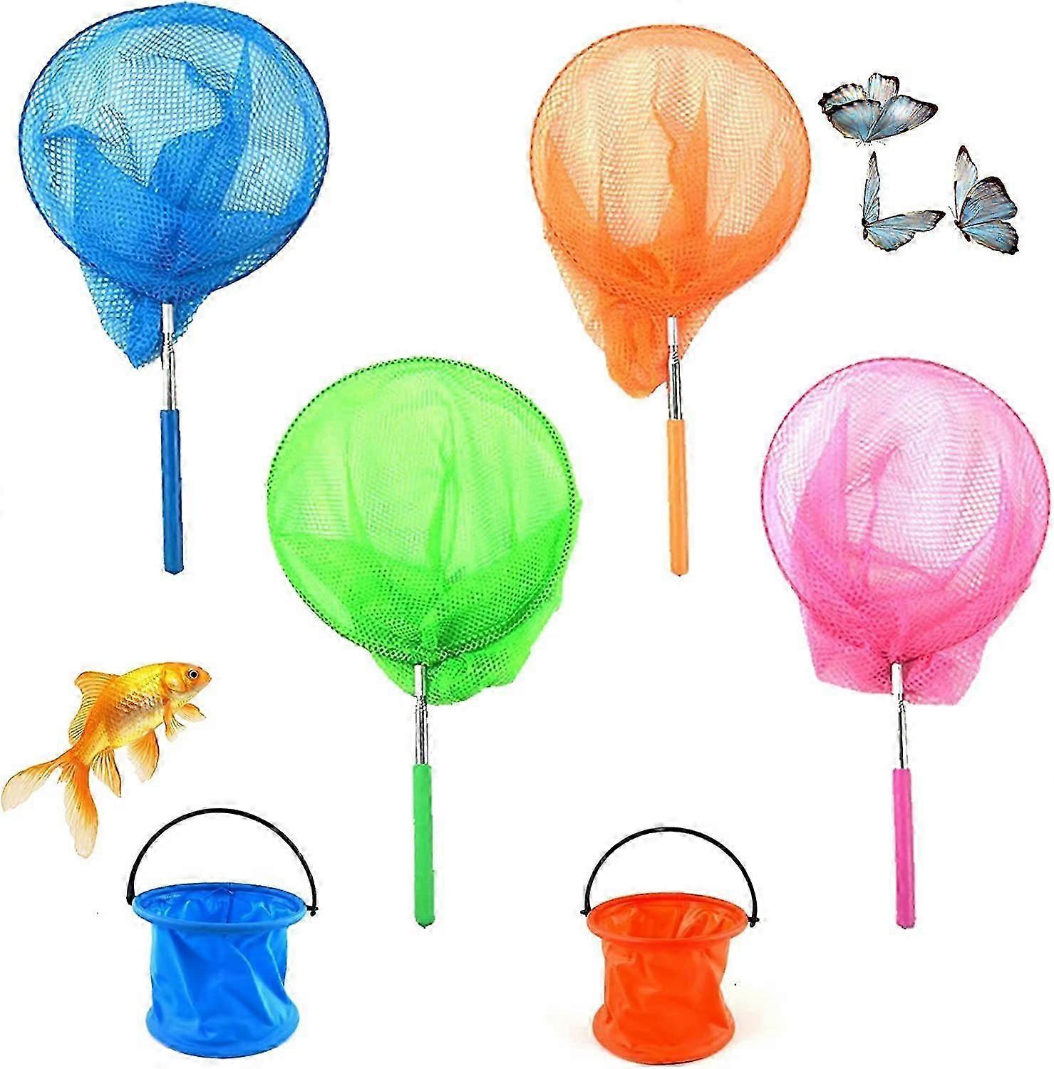 6 Piece Telescopic Landing Nets Children's Fishing Landing Net Telescopic Butterfly Net Suitable for outdoor activities such as insect catching and fi