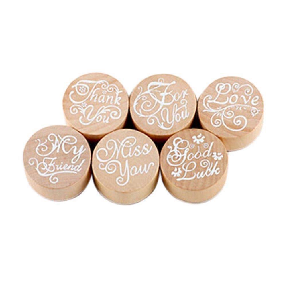 Notebook Stamp Set for Diary Use Consists of 6Pcs Wooden Diary Stamps