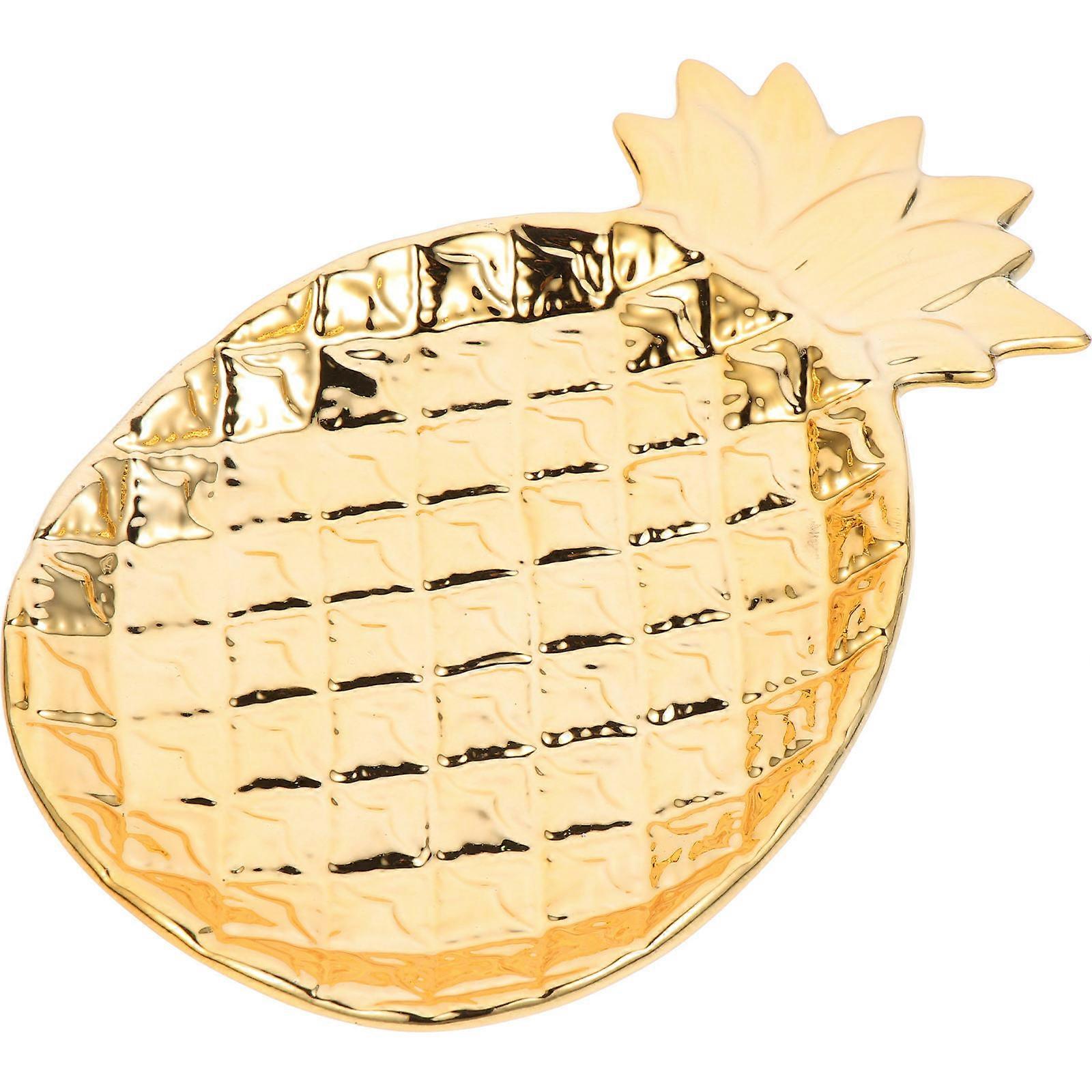 Golden Pineapple Shape Ceramic Dish Tray for Jewelry Storage 5Pcs