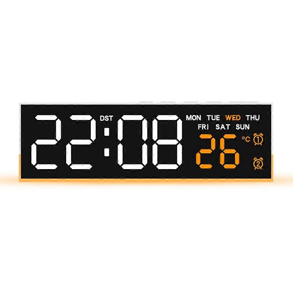 LED Digital Alarm Clock with Temperature Display, Adjustable Brightness and Soft Glow for Bedroom, White