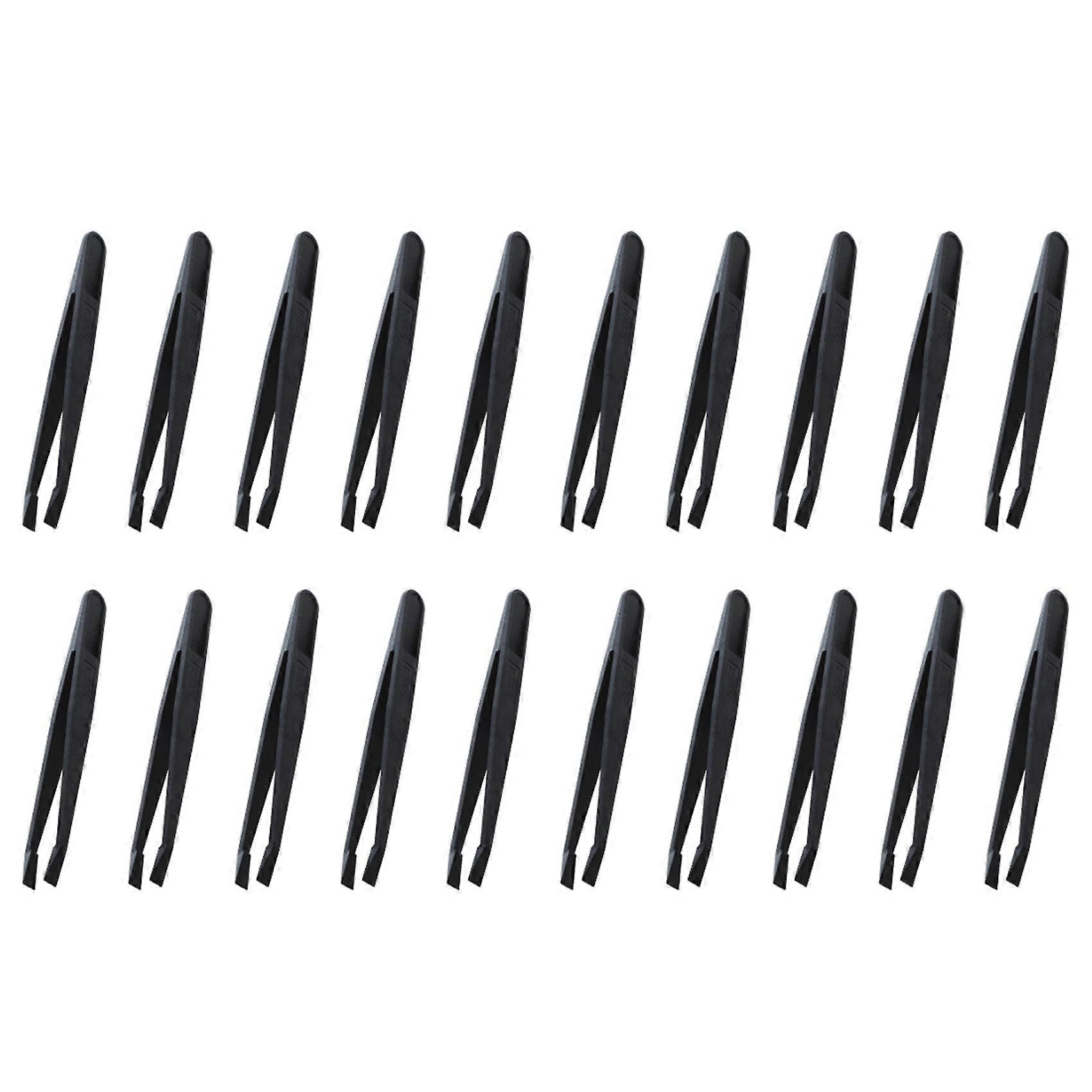 20X Manual Tool Black Plastic Flat Tip Anti-Static Tweezers